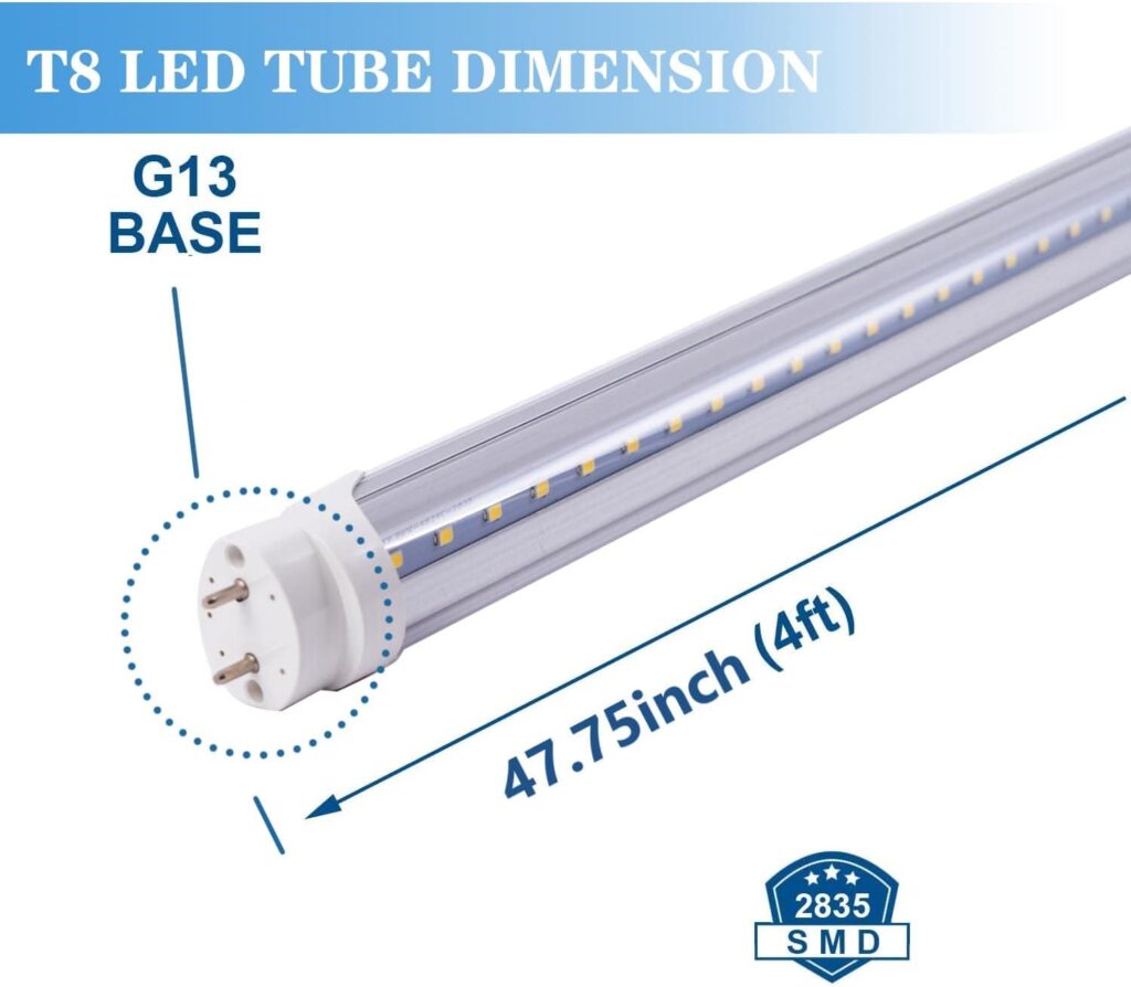 6 Pack T8 LED Emergency Tube Light, 4 Foot 20W AC100-277V White Daylight G13 Base 4ft Emergency Lamp for Home Power Failure Ballast Bypass Fluorescent Tube Light Replacement(Clear Cover, 6 Pack)