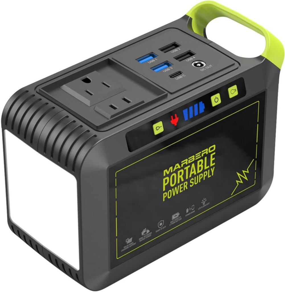 Amazon.com : MARBERO 88Wh Portable Power Station 24000mAh Camping Solar Generator(Solar Panel Not Included) Lithium Battery Power 110V/80W AC, DC, USB QC3.0, LED Flashlight for CPAP Home Camping Emergency Backup : Patio, Lawn  Garden