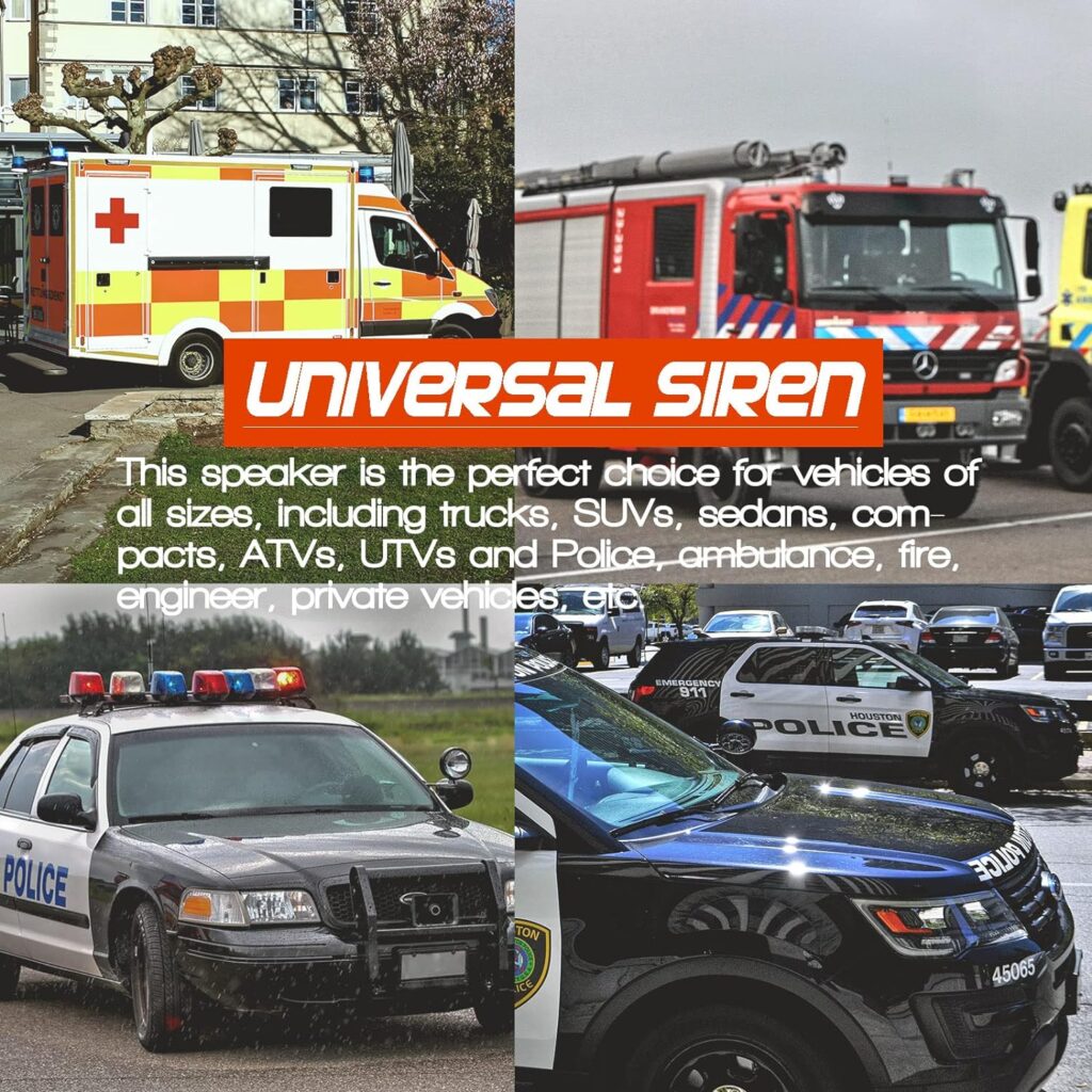 BooYu 12V 400W 37 Tones Police Warning Emergency Siren PA System [2 x Slim Speaker][Wireless Remote Handheld Microphone][2 x 10A Switches] for Firefighter Ambulance Vehicles Truck Car SUV ATV UTV