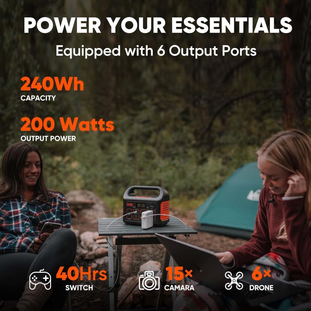 Jackery Portable Power Station Explorer 240, 240Wh Backup Lithium Battery, 110V/200W Pure Sine Wave AC Outlet, Solar Generator (Solar Panel Not Included) for Outdoors Camping Travel Hunting Emergency