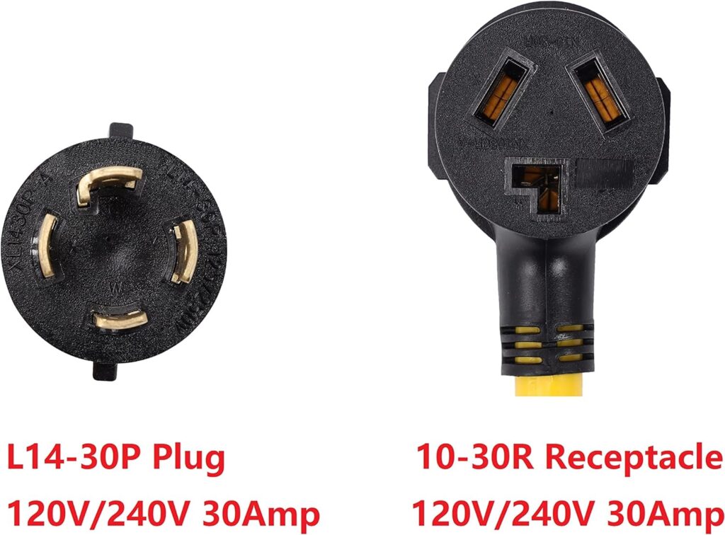 ONETAK NEMA L14-30P to 10-30R 240V 30 Amp 4 Prong Twist Lock Male Plug to 3 Prong Female Outlet Receptacle Generator Welder Dryer Power Cord Adapter